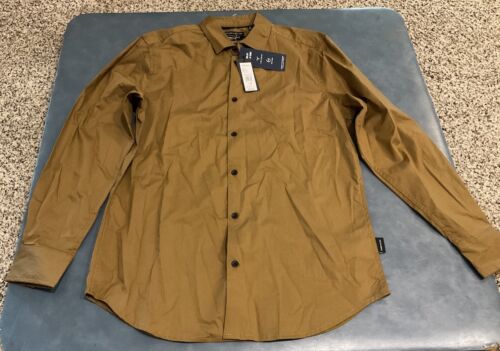 Kenneth Cole Men’s M Faded Whiskey Brown Long Sleeve Button-Up Shirt NWT $69 - Picture 4 of 7