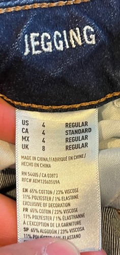 American Eagle Outfitters Jeans Girls Size 4 Blue Jegging Super Stretch Ripped - Picture 4 of 5