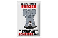 Blechschild Spruch 20X30 Cm GlüCk Ist Wie Furzen Elefant Deko Schild Tin Sign