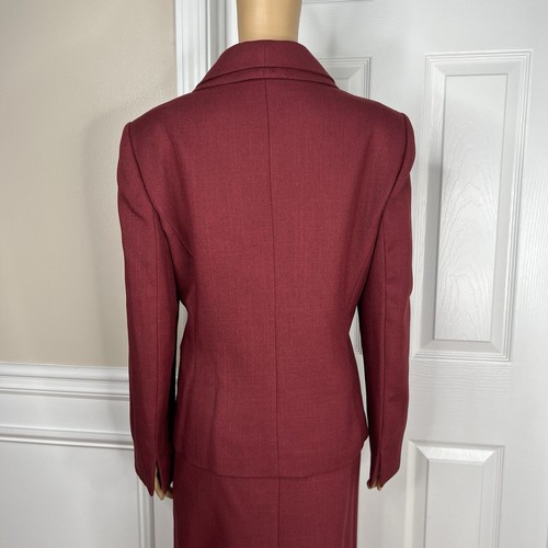 Le Suit Polyester Skirt Suit 14 Twill Bordeaux Shawl Collar Cocktail 2PC New - Picture 8 of 11