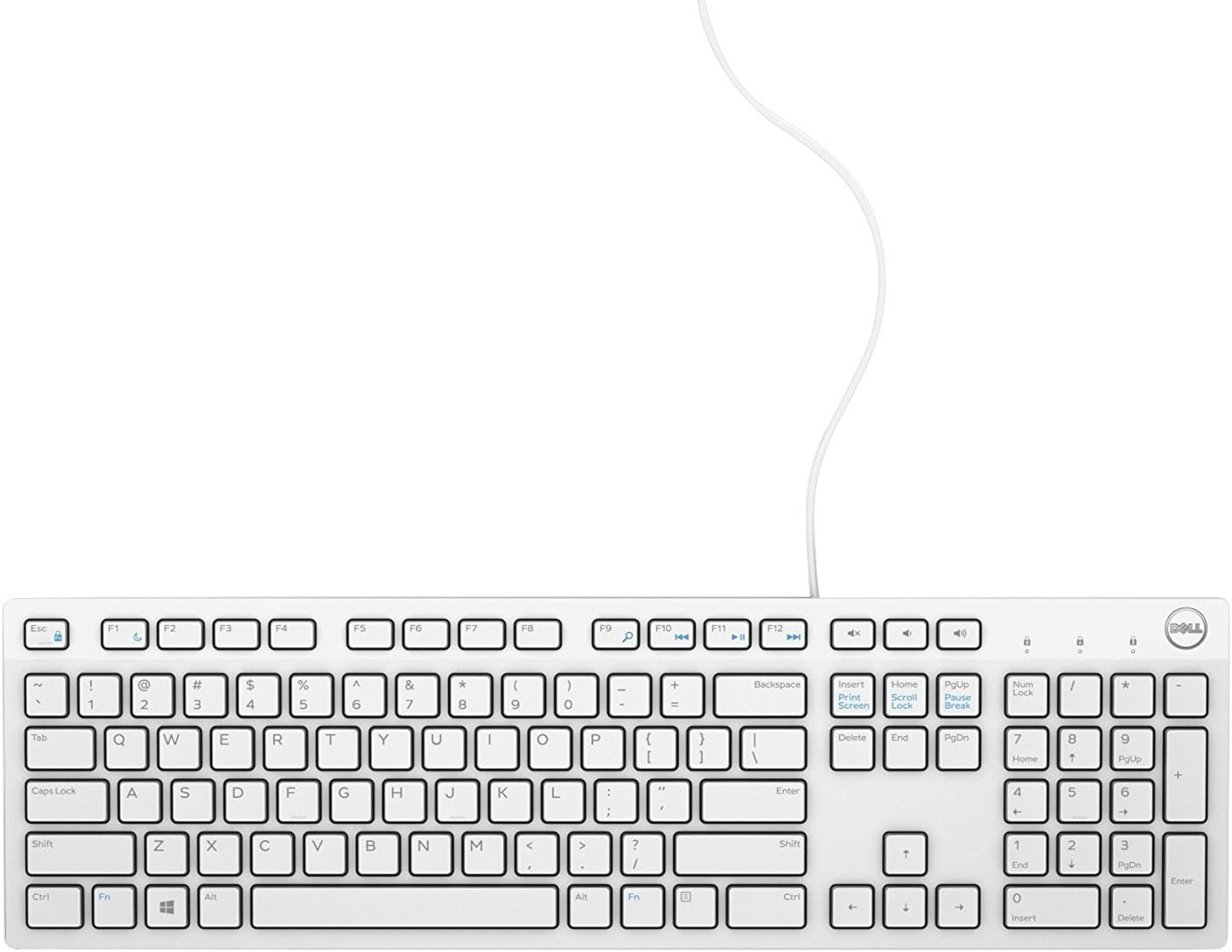 Dell USB Wired Multimedia Desktop Keyboard, English, Model: KB216 (White) Col...