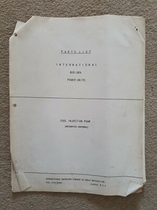 INTERNATIONAL BUD-264 POWER UNIT KRAFTSTOFFEINSPRITZPUMPE TEILELISTE