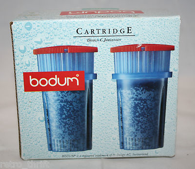 Bodum 2 Water Filter Cartridges Red No. 1342 C Jorgensen Denmark Switzerland New