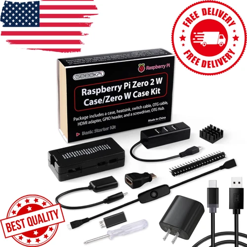 Raspberry Pi Zero 2 W Case Kit with Raspberry Pi Zero 2 W Case Power Supply