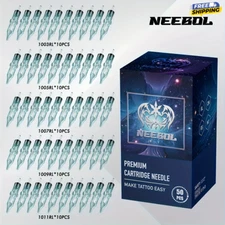 50Pcs Neebol Mixed Tattoo Machine Cartridge Needles Liner STANDARD & BUG PIN PMU