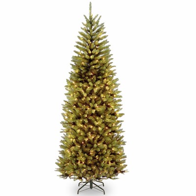 National tree 7.5-foot kingswood fir pre-lit hinged slim christmas tree with dual-Color led lights (729083172052)