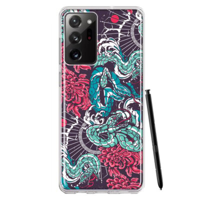 Mundaze Case for Samsung Galaxy Note 20 Ultra Cover Japanese Snake Tattoo
