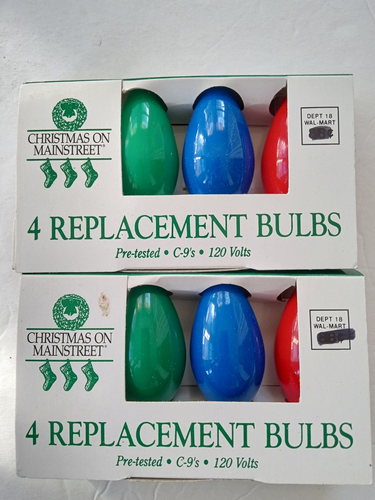Vintage C9 Christmas Multicolor Light Bulbs (2) 4 Pack Pre-Tested INDOOR OUTDOOR
