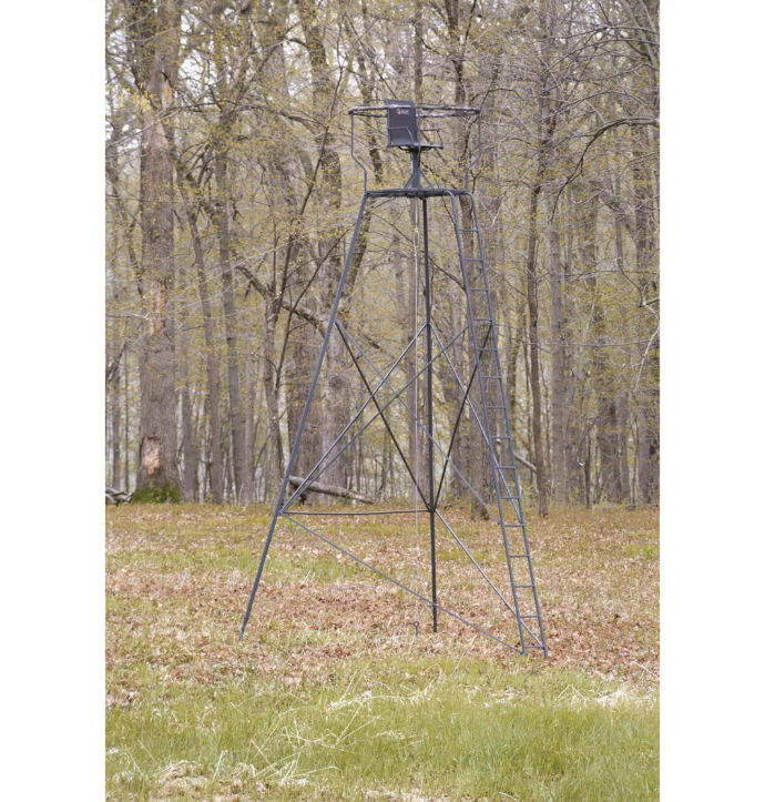 20 Feet Tall Portable Tripod Swivel Seat Round Hunting Stand Ladder with Chair - Image 3 of 4
