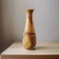Hand Turned Wood Bud Vase. Vintage. Signed and Dated By Artist. 8.25 " Read 