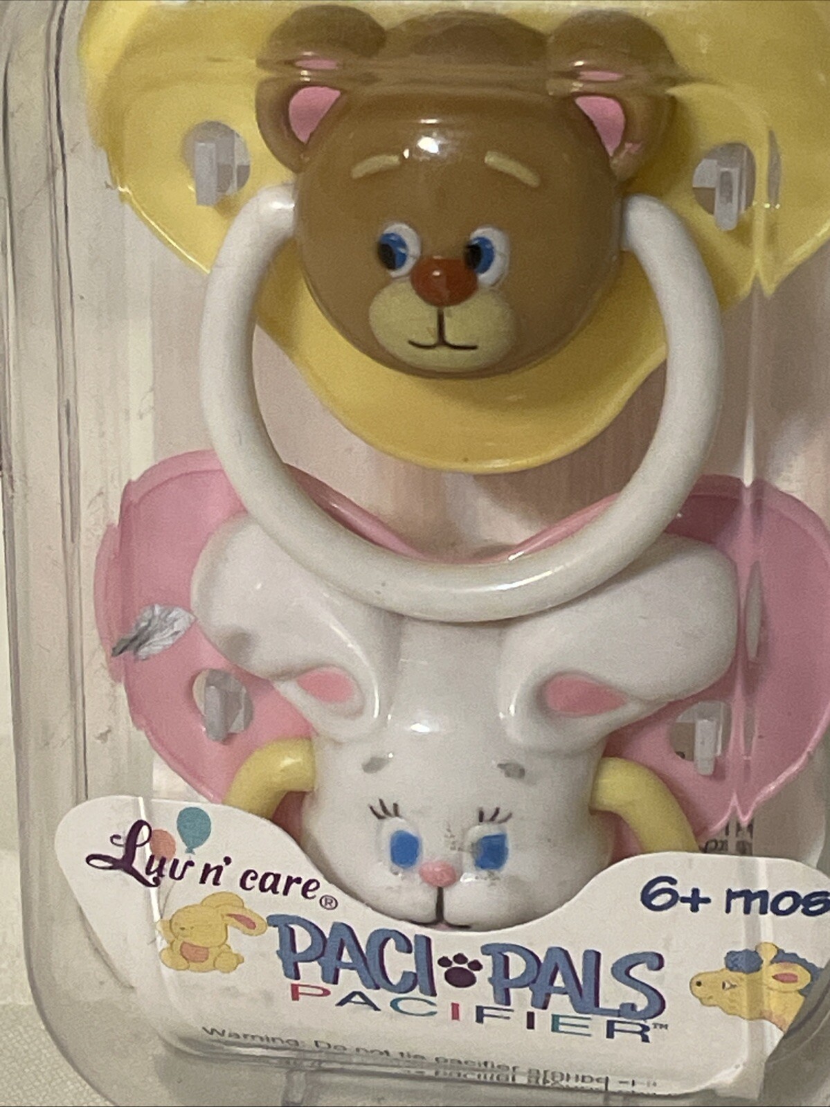 Vintage 1999 Luv N Care  Pacifier 90's Rabbit And Bearl NEW 6+ Mos.