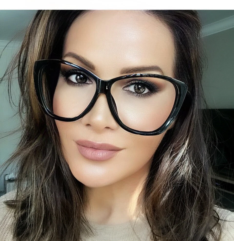 Oversized VICTORIA Cat Eye Clear Lens Women Large Fashion Eyeglasses Frames XL