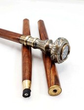 Handmade Style Designer Compass Knob Head Handle Vintage Walking Stick Wood Cane