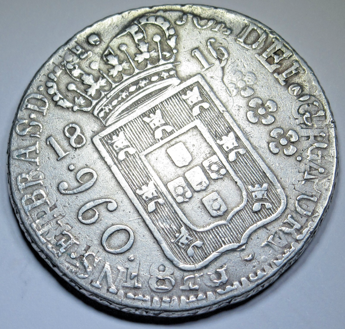 Brazil 1816 960 Reis Struck Over 1813 Dated Spanish 8 Reales