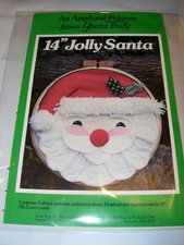 YOURS TRULY JOLLY SANTA CLAUS ROUND HOOP CRAFTS SEWING FABRIC PATTERN 14"