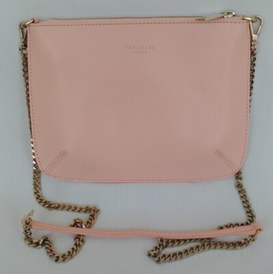 Ted Baker Light Pink Leather with Rose Gold Tone Hardware Crossbody Bag 