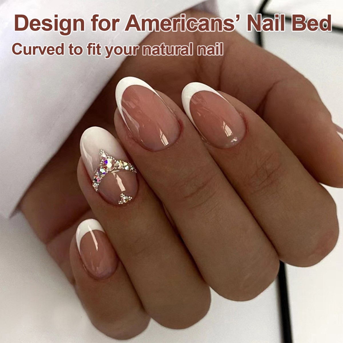 Press On Nails Short French Tip Design Nails Cute Fake Nail Full