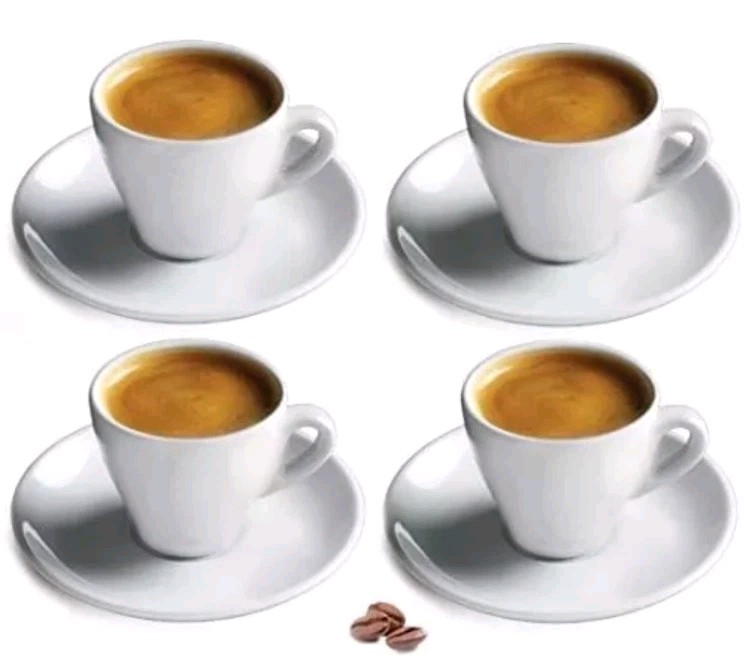 Cusinox 2 oz White Porcelain Espresso Cup Sets for Coffee 4 