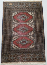 Vintage Hand Made Traditional Rug Oriental Wool Multicolor Carpet 91x62 cm