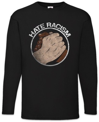 Hate Racism Langarm T-Shirt Ebony Love Black Fist Fists Against No Borders No