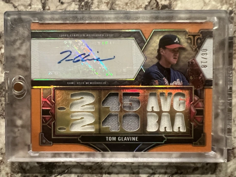 TOM GLAVINE 6/18 Auto Patch Topps 2022 Triple Threads Orange - Image 3 of 4