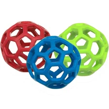 JW Pet HOLEE ROLLER BALL Dog Chew Treat Fetch Bouncy Toy LARGE 5.5 inch 3 PACK
