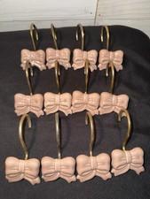 Vintage Pink Bows Shower Ceramic Curtain Hooks SET OF 12