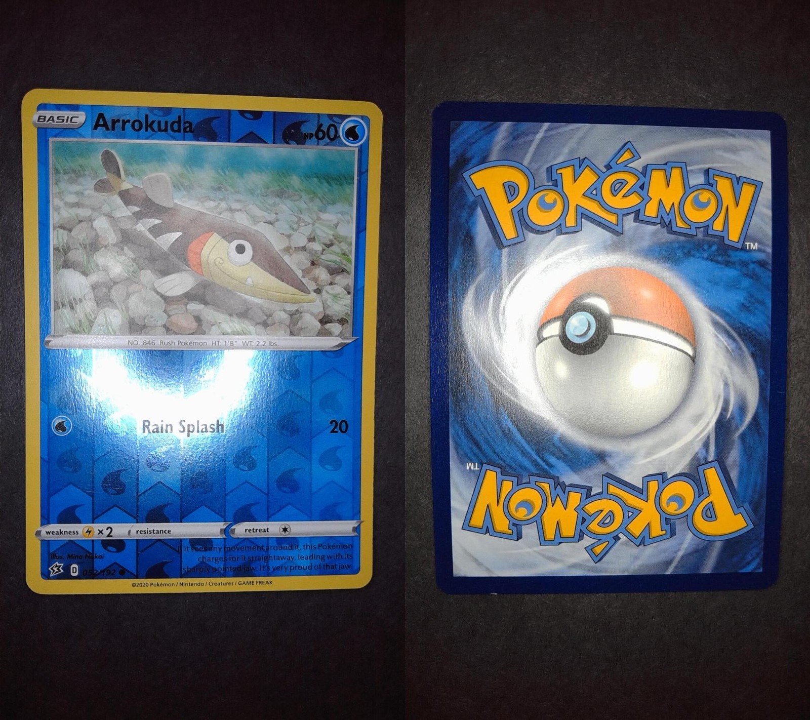 Arrokuda 052/192 Common Rebel Clash Pokemon Reverse Holo Lightly Played