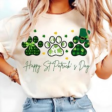 St Patricks Day Dog Clover Paw Print Dog Lover Gift