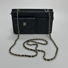Chanel Cargo WOC Wallet on Chain, Black Caviar Leather, Multi Card Slots