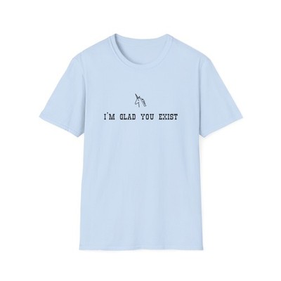 I m Glad You Exist shirt | minimal text tee, small unicorn sketch