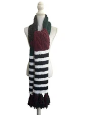 NWT FREE PEOPLE Chunky SCARF Oversized Green Burgundy Black White #5234