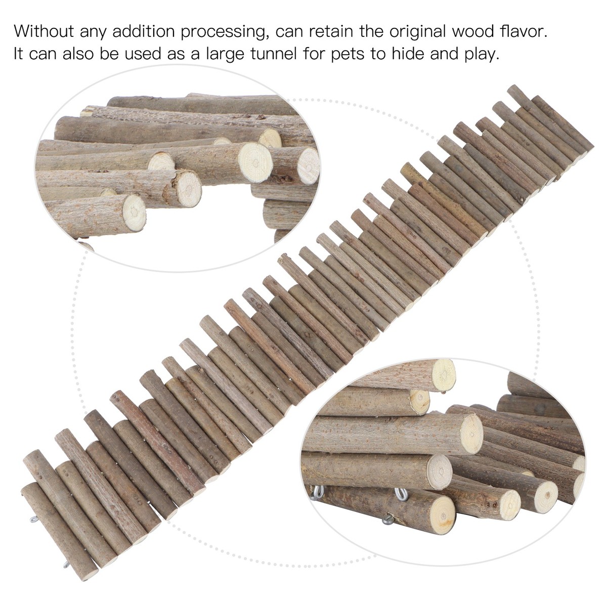 Ejoyous Hamster Wooden Bridge & Fence - 60CM Bendable Climbing Toy For Small Pets