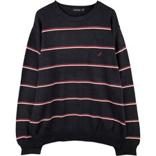 Used 2000'S Nautica striped cotton knit sweater men's size XL equivalent