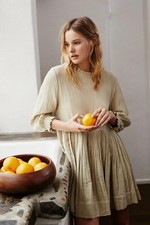 Free People Sage Green 100% Cotton Babydoll Living For It Dress - Size - Small