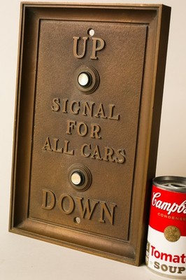 ANTIQUE BRONZE ELEVATOR CALL  - 6 + LBS.  LARGE WITH MOTHER OF PEARL BUTTONS