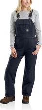 Carhartt Women's Washed Duck Insulated Bib Overall, Medium,Navy