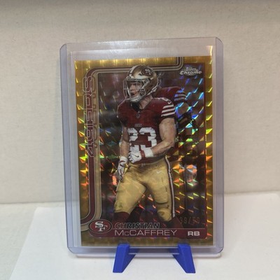 CHRISTIAN MCCAFFREY 2025 TOPPS CHROME GOLD GEOMETRIC REFRACTOR /50 #263