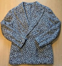 CHAQUETA ANULAR Tweed Doble Pecho Chaqueta A Medida Azul Marino Blanco Talla M Usada en Japa