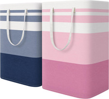 2 Pack Large Laundry Baskets, Waterproof, Freestanding Laundry Hampers, Collapsi