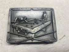 Vintage Bergamot Brass Works Pool Table And Players Belt Buckle