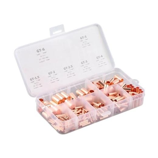 250Pcs Straight Copper Coupling Fittings Copper Tube Connector Kits with 7