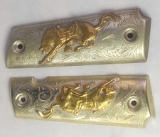 Vintage Colt 1911 Style Alpaca Mexico German Silver .45 Acp Bronco Pistol Grips