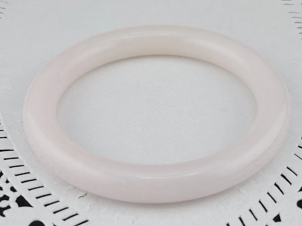 Vintage Chinese 10mm Ice Purple Nephrite Jade Bangle 6.5" Bracelet 40gm - Image 2 of 4
