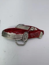 THE GREAT AMIERICN BUCKLE COMPANY RED ENAMELED SPORTS CAR THEME A 1988 STUNNER