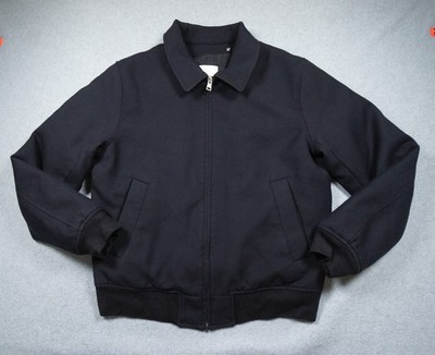Sandro Jacket Mens Small Black Bomber Wool Blend Full Zip Luxury Outdoors Casual