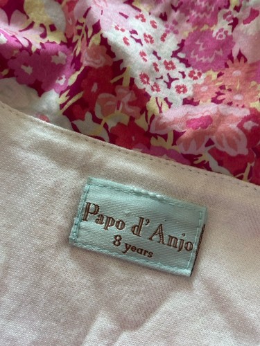 Papo d’ Anjo Boutique Girl Dress Size 8 Floral Pink Long Sleeve Smocked - Picture 5 of 6