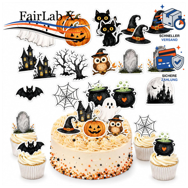 Esspapier Tortendeko 48 StüCk Halloween Kuchen Deko Essbar FüR Party-image