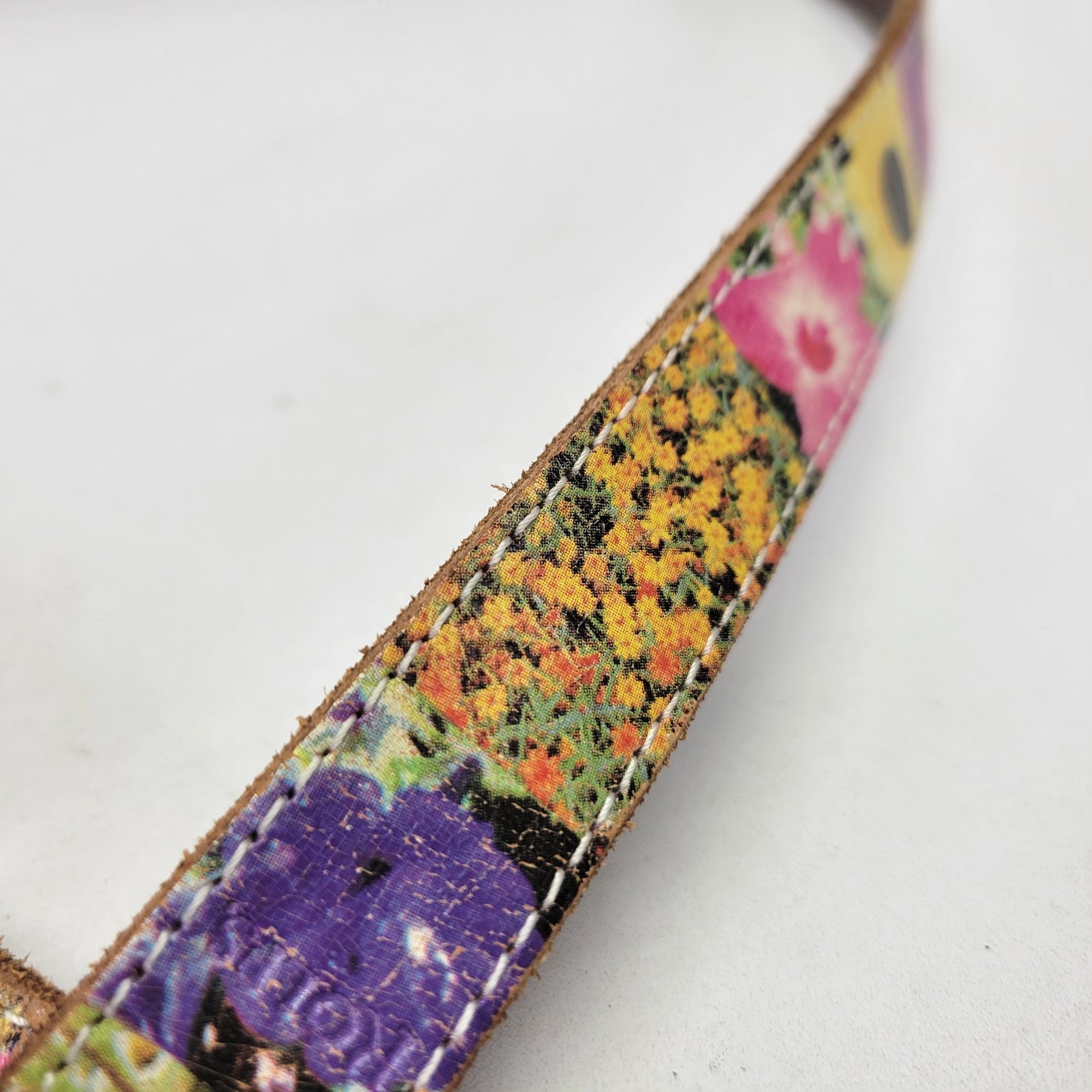 Rolfs Leather Belt 34 Large Patchwork Flower Flor… - image 9