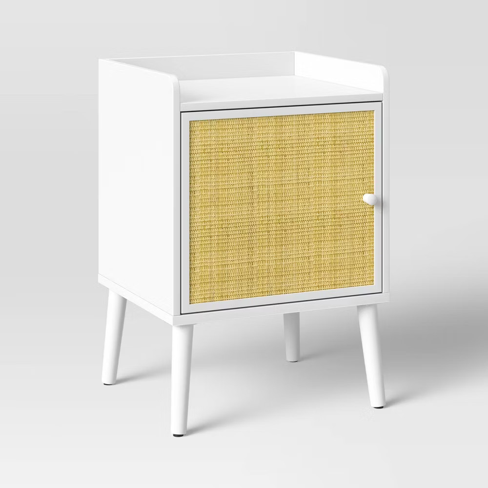 Rattan and Wood Bedside Table White - Pillowfort 16190₽